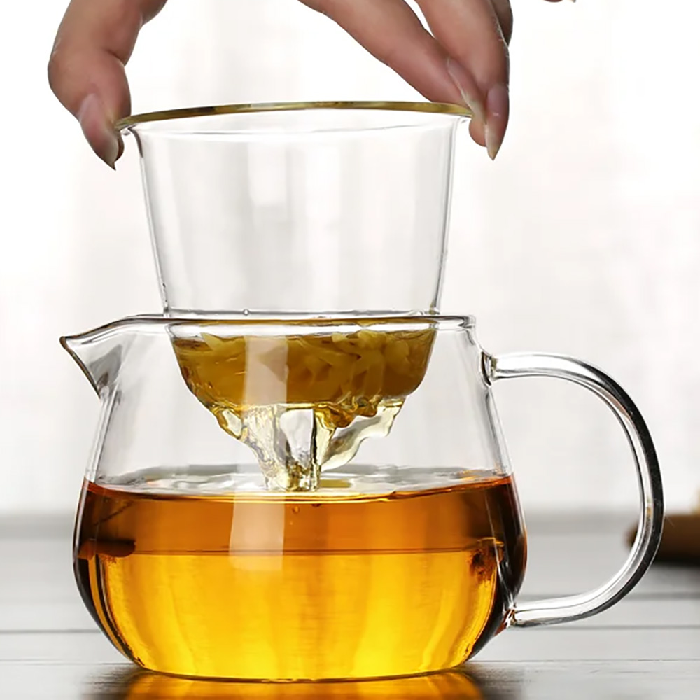 Ceainic din sticlă borosilicat transparent cu infuzor