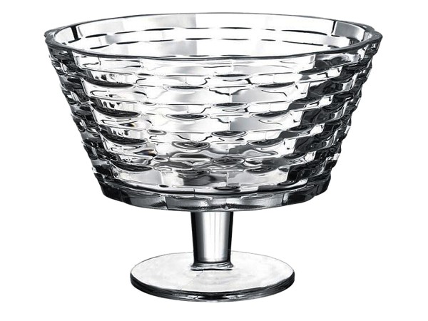 Bol decorativ din cristal cu textură geometrică pe picior